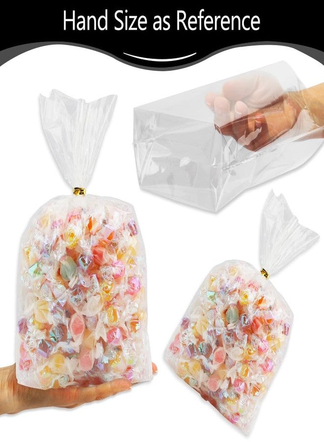 Sociaooil Cellophane Bags, Bottom Gusset Treat Bags, 8"x 11" Clear Cellophane Gift Bags with Ties, 50Pcs Cello Cellophane Treat Goodie Bags for Valentines Wedding Party Favors Gift Mug Wrapping Candy Cookies - Image 2